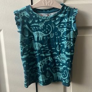 Piccolina Kids Blue Paleontology Ruffled Tank